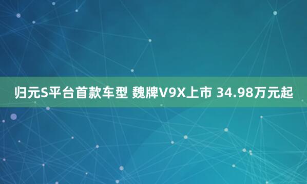归元S平台首款车型 魏牌V9X上市 34.98万元起