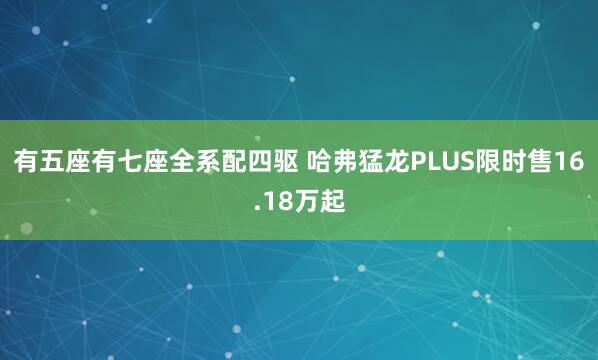 有五座有七座全系配四驱 哈弗猛龙PLUS限时售16.18万起