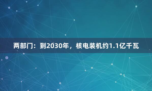 两部门:到2030年,核电装机约1.1亿千瓦
