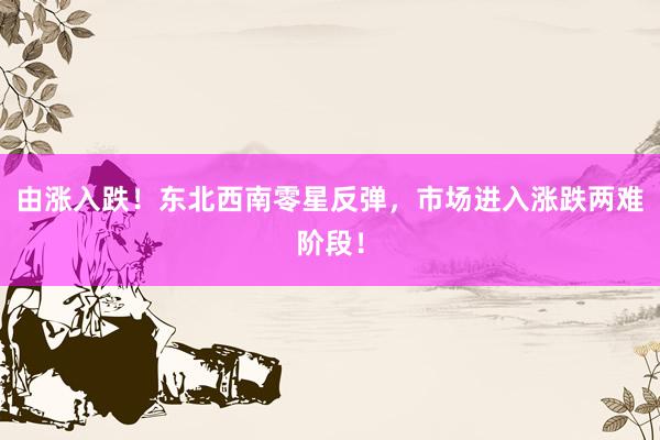 由涨入跌！东北西南零星反弹，市场进入涨跌两难阶段！