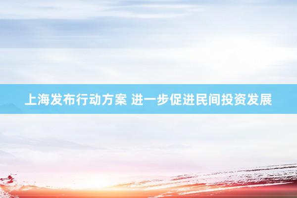 上海发布行动方案 进一步促进民间投资发展