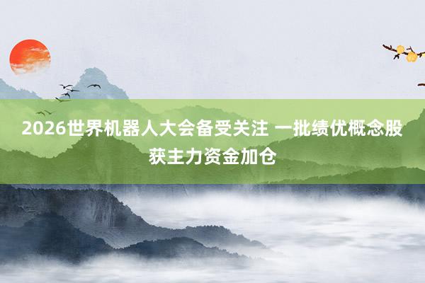 2026世界机器人大会备受关注 一批绩优概念股获主力资金加仓