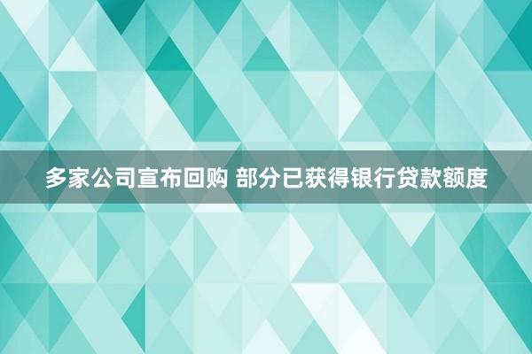 多家公司宣布回购 部分已获得银行贷款额度