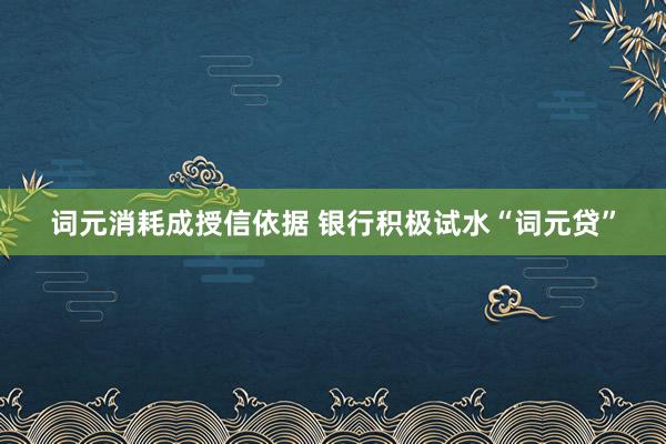 词元消耗成授信依据 银行积极试水“词元贷”