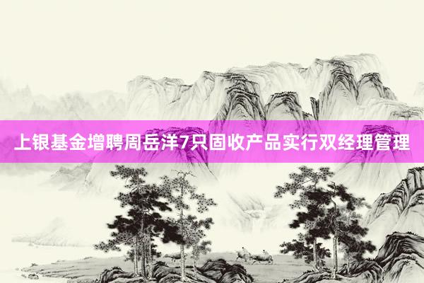 上银基金增聘周岳洋7只固收产品实行双经理管理