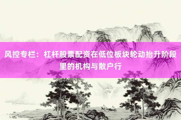 风控专栏：杠杆股票配资在低位板块轮动抬升阶段里的机构与散户行
