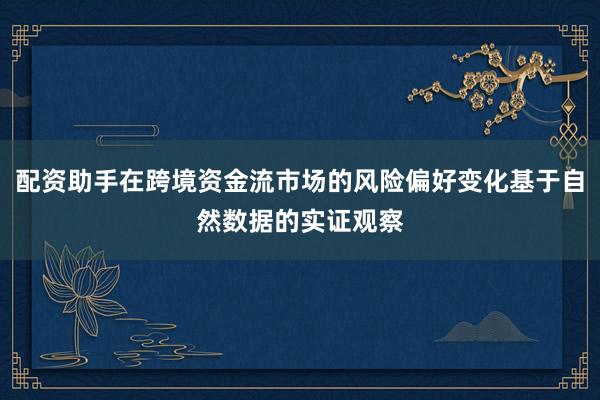 配资助手在跨境资金流市场的风险偏好变化基于自然数据的实证观察