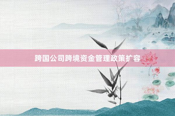 跨国公司跨境资金管理政策扩容