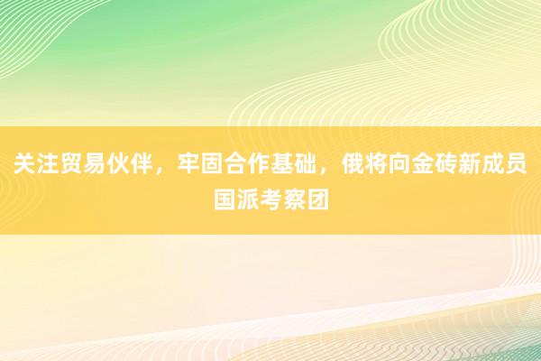 关注贸易伙伴，牢固合作基础，俄将向金砖新成员国派考察团