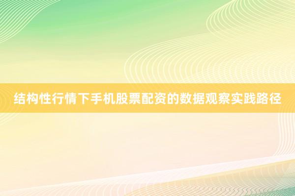 结构性行情下手机股票配资的数据观察实践路径